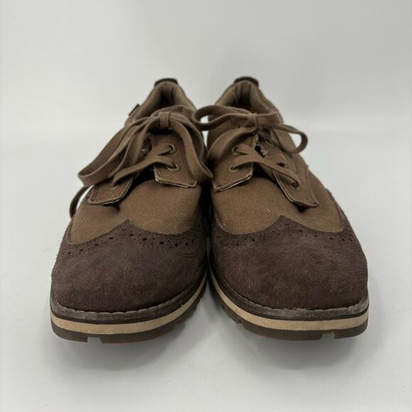 CAT Caterpillar Wingtip Oxford Shoes Canvas Faux Suede Brown Men's Size 11.5 - Picture 3 of 10
